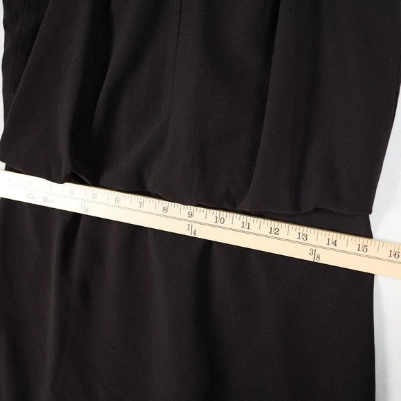 Halston Womens Black Halter Satin Trim Mini Cocktail Dress Front Key Hole Size 8 - Picture 7 of 13